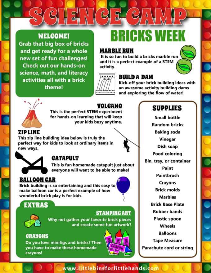 Brick theme camp week plan