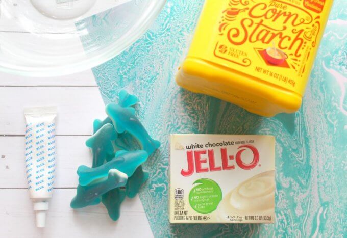 jello slime supplies with white chocolate pudding