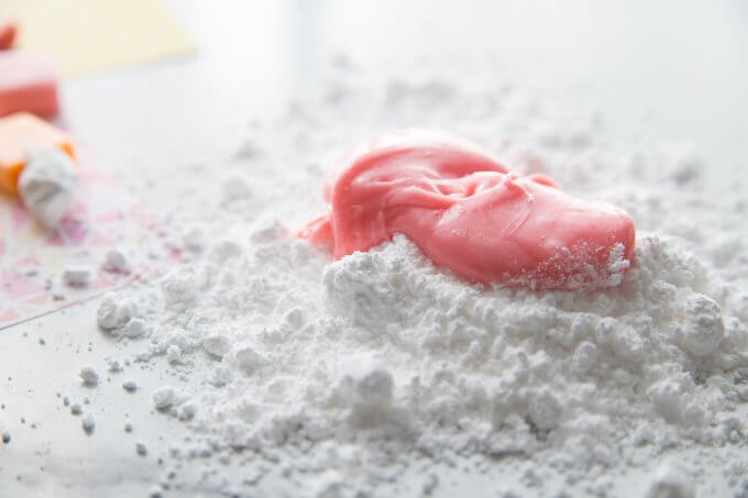 knead the candy in powdered sugar