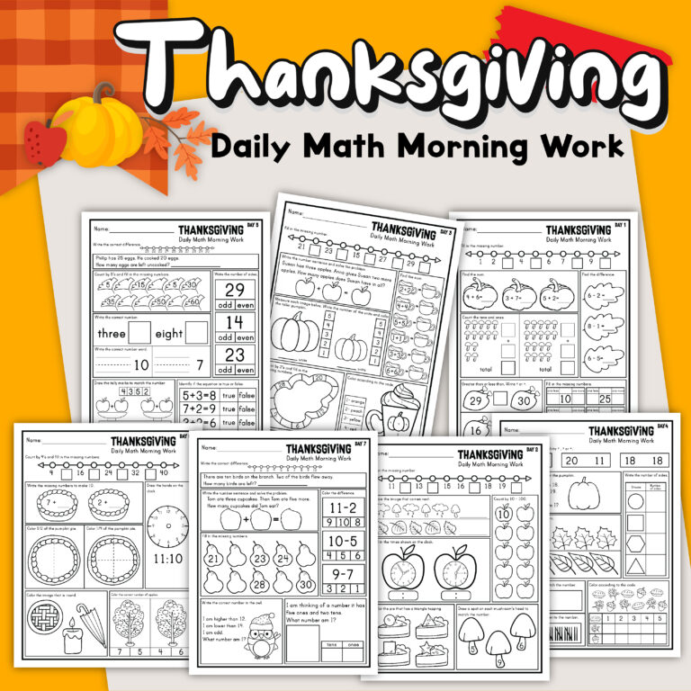 Thanksgiving Daily Math Worksheets