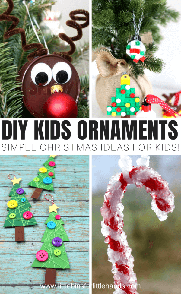 DIY Christmas Ornaments for kids to make this holiday season.  Our favorite homemade decorations to hang on the tree.