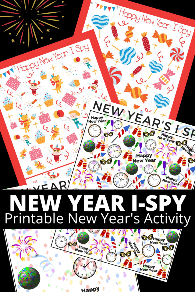 Printable I Spy new years games for kids with three versions to choose from!