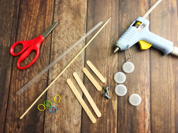 supplies to make a rubber band car