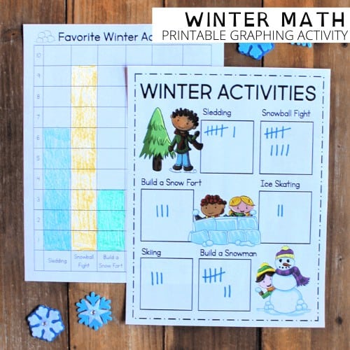 Free Printable Winter Spin and Graph - Primary Playground