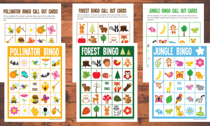 Bingo cards for preschoolers