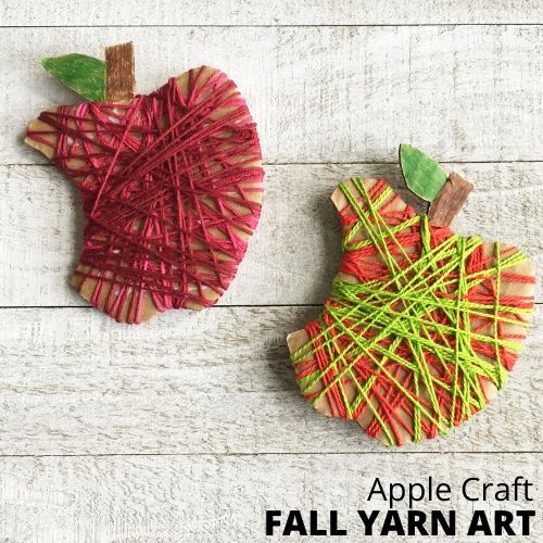 Apple Craft with Yarn (Free Apple Printable)