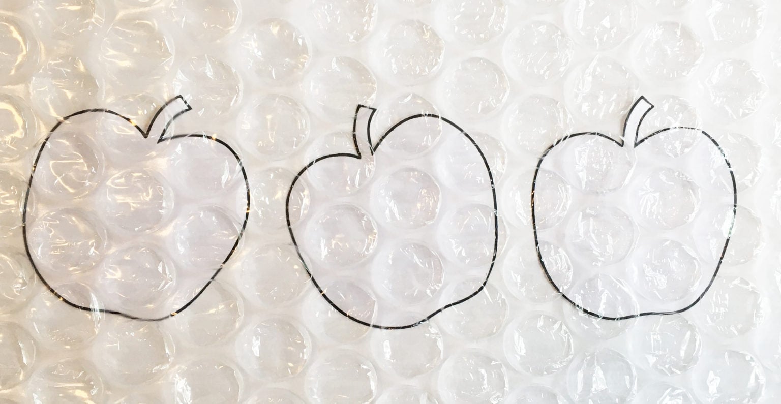 Apple Bubble Wrap Art For Fall - Little Bins for Little Hands