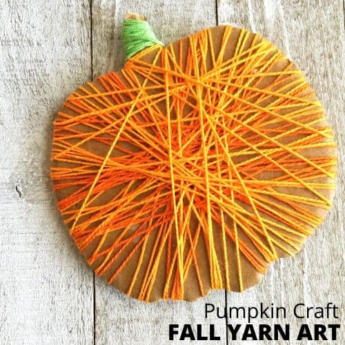Yarn Pumpkin Craft (FREE Printable Pumpkin)