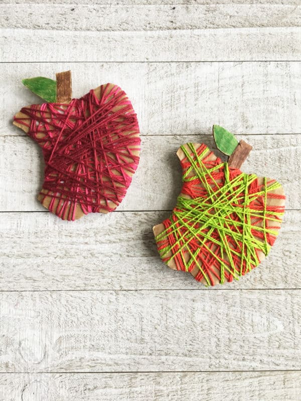 Apple Craft with Yarn (Free Apple Printable) - Little Bins for Little Hands