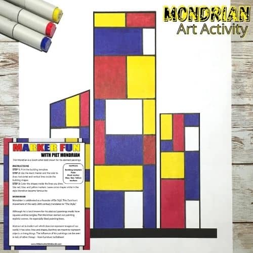 Mondrian Art Activity For Kids (Free Template) - Little Bins for Little
