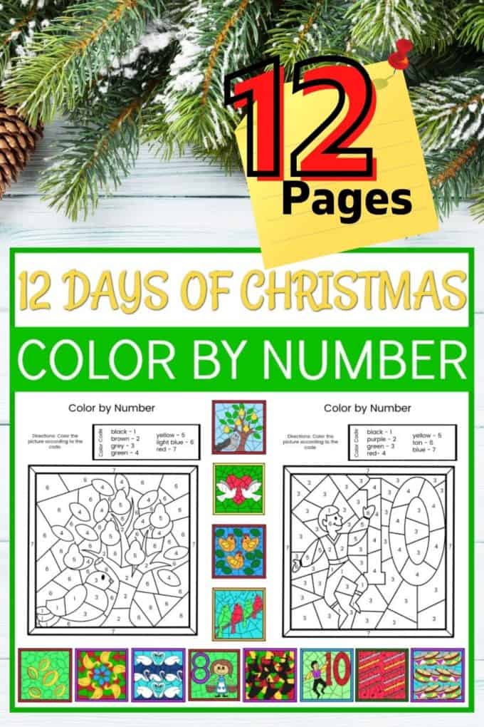 Color by cod 12 days of Christmas activity