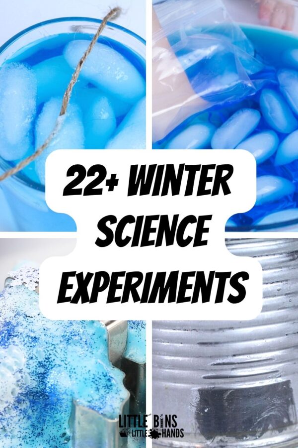 Fun winter science ideas and activities for kids to enjoy all season long. You don't even have to have snow to try most of them! Easy to set up winter science experiments for families or classrooms with preschool, kindergarten, and early elementary age kids. Winter slime, ice, crystal growing, fake snow, real snow, and more neat kids science projects to try this season.