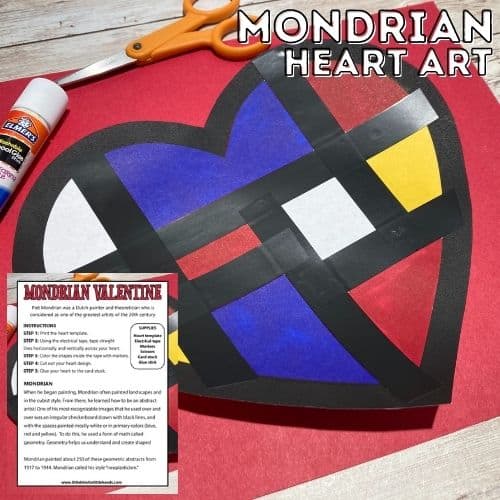 Mondrian Heart Art For Valentine’s Day