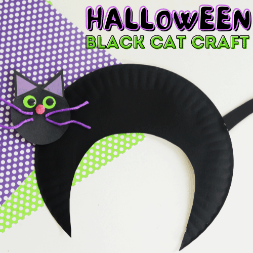 Black cat paper plate craft.