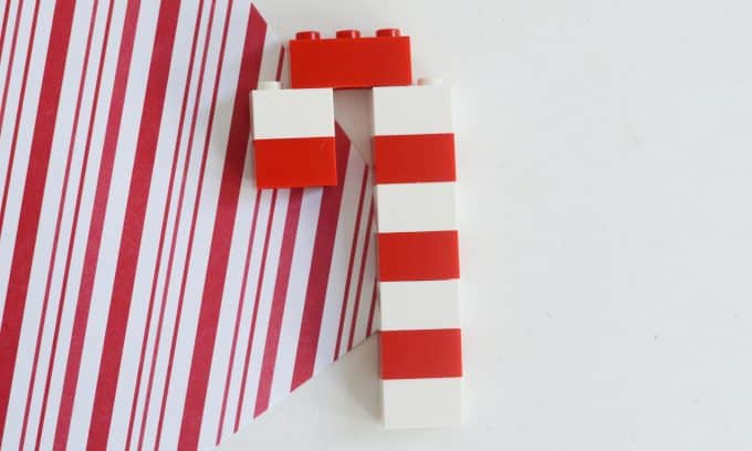 A lego candy cane for the LEGO Advent Calendar.