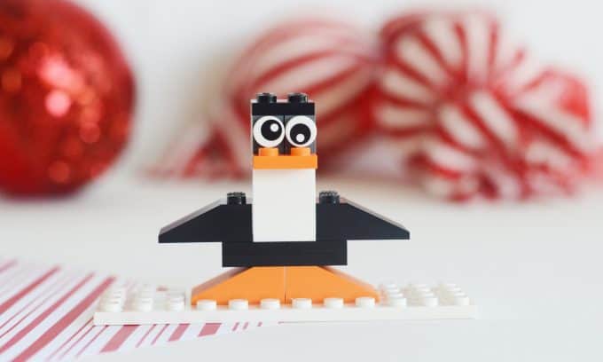 A penguin made out of legos.