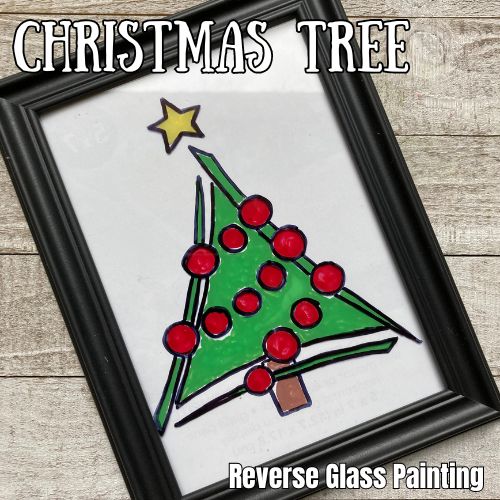 Christmas Tree Reverse Glass Painting