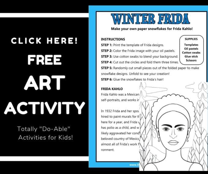 frida kahlo winter art for kids