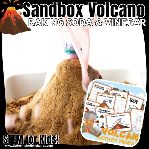 Baking Soda Vinegar Sandbox Volcano For Eruption Fun