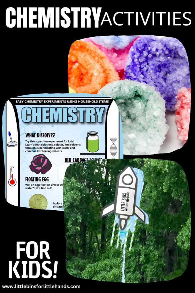 Chemistry is cool and we have the coolest chemistry activities for kids to share with you. Just like our awesome physics activities, we decided we needed to put together a chemistry experiments checklist for you. Don't miss a single experiment because each one is totally unique and yes, very cool too. We love homemade science.