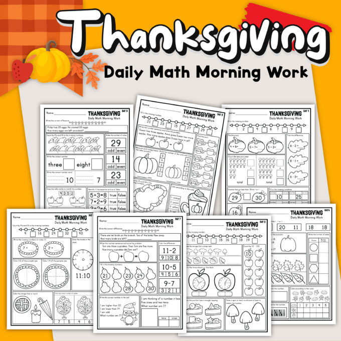 thanksgiving math worksheets for morning work