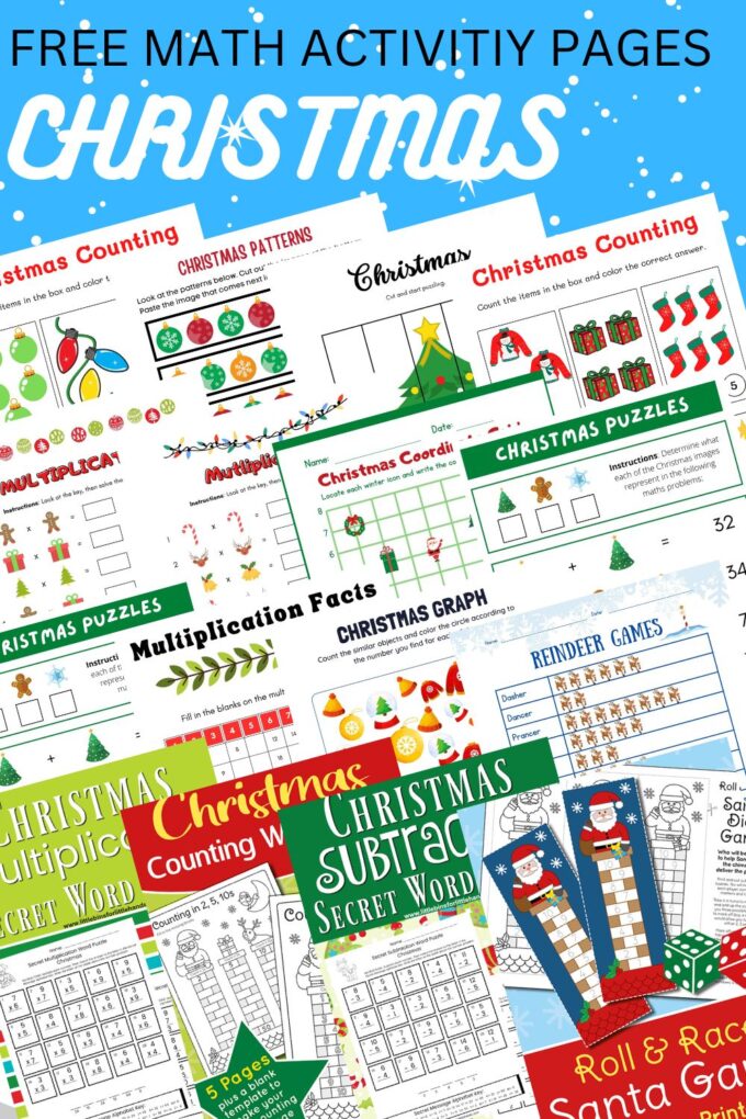 Free Christmas math activities for preschool through early elementary ages