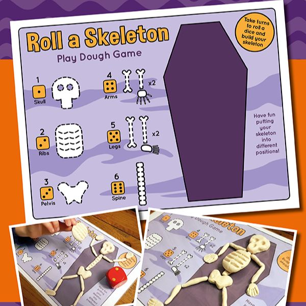 Roll a Skeleton Printable Halloween Game