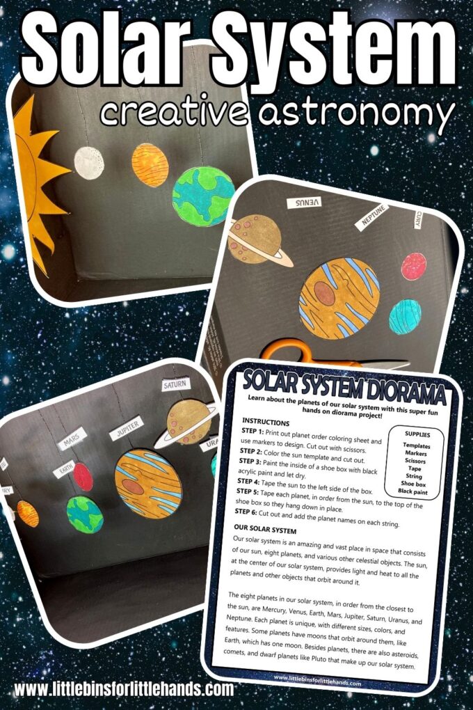 How to make a solar system diorama model with free printable solar system project.