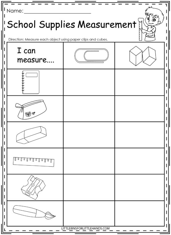 Non Standard Measurement Worksheets Little Bins for Little Hands