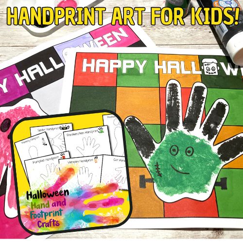 Halloween handprint art - free printable included