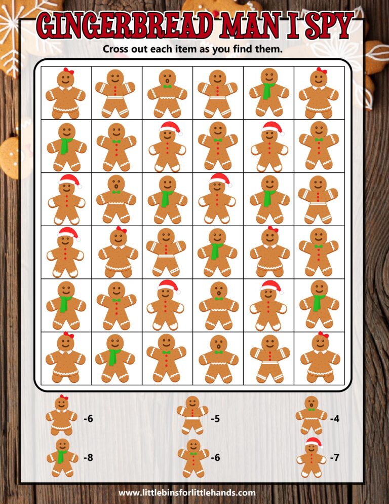 Printable Gingerbread Man I Spy Game