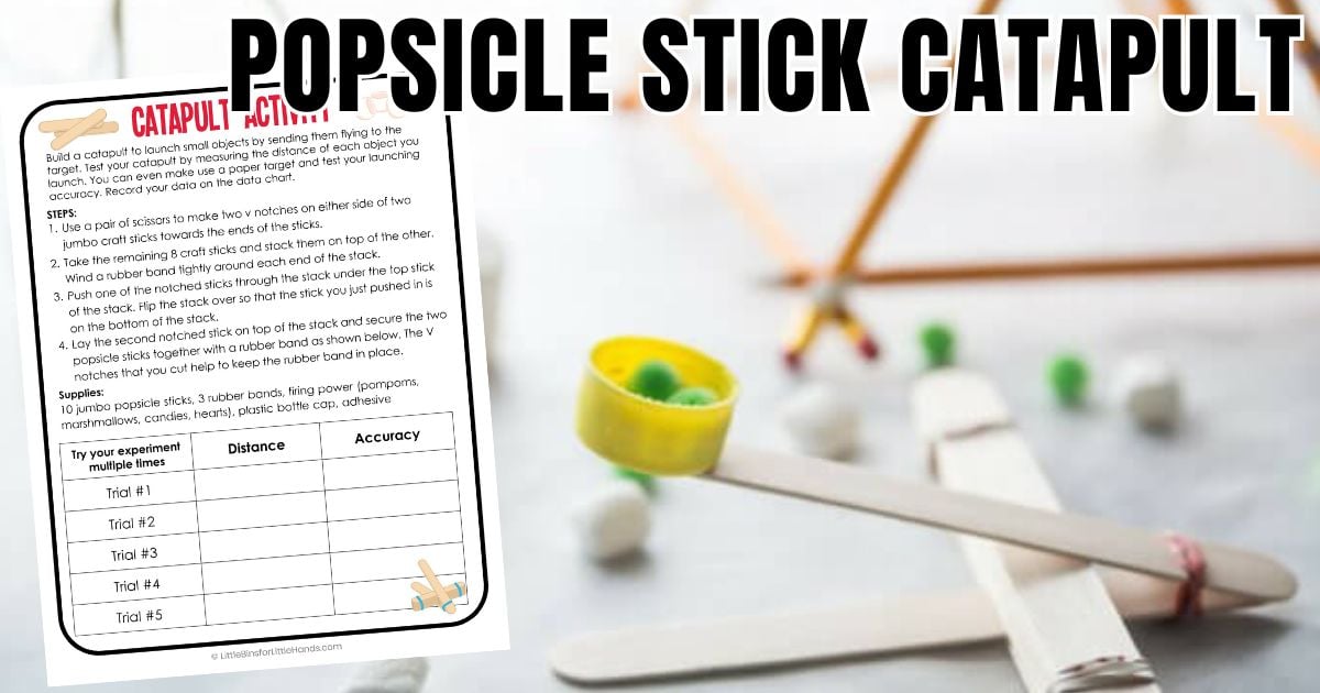 Popsicle stick catapult made with jumbo craft sticks and rubber bands