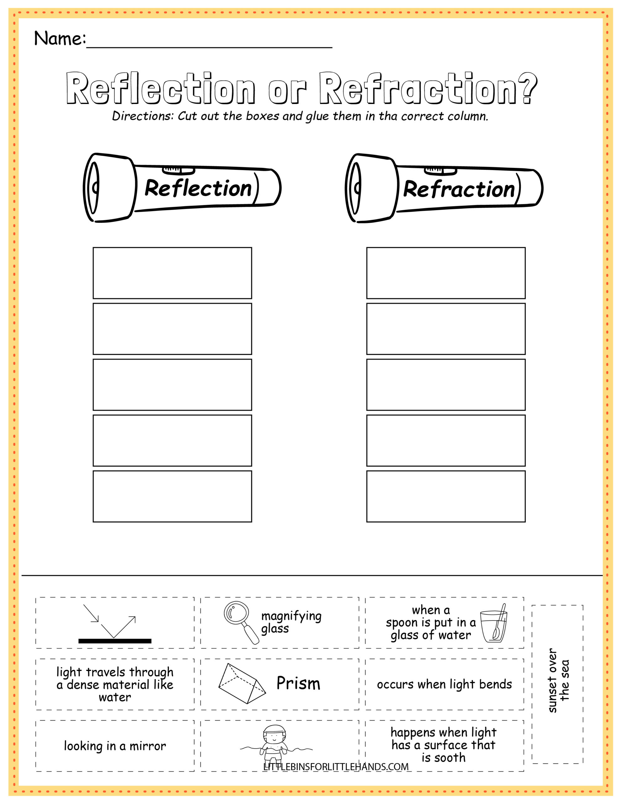 Light Experiments For Kids (Free Light Worksheets) - Little Bins for ...