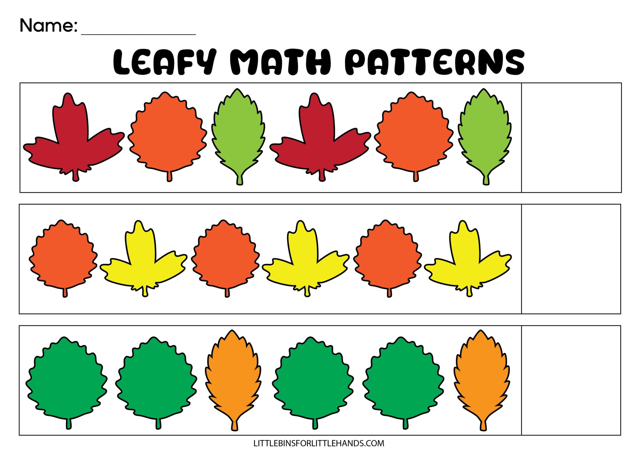 Fall Pattern Worksheets - Little Bins for Little Hands