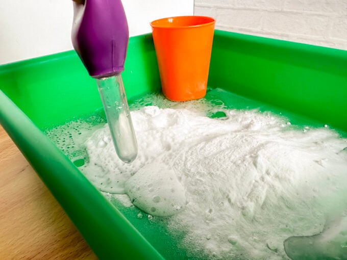 preschool reactions science activity with baking soda and vinegar