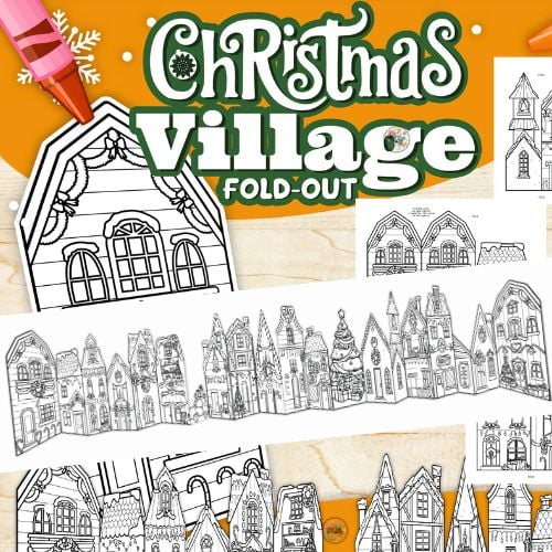 Printable Christmas Village for Kids (Free Fold-Out Template!)