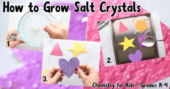 salt crystal experiment showing crystals forming as water evaporates