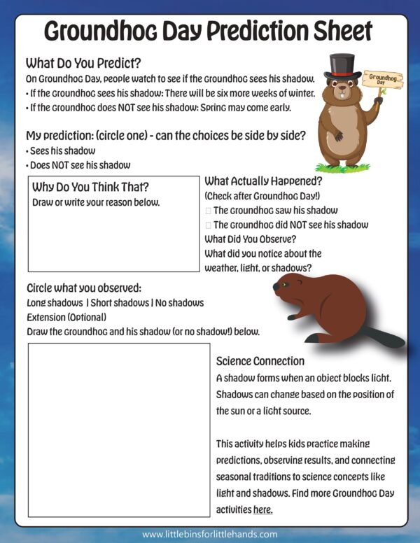 Groundhog Day Activities for Kids (STEM, Science & Shadows)