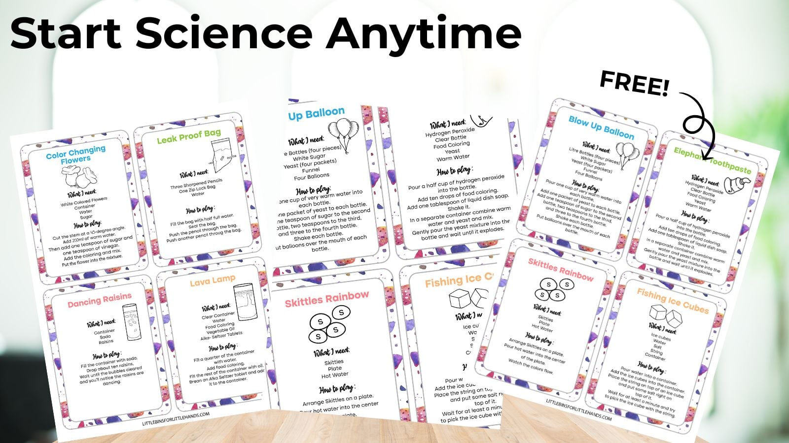 science activity cards for kids
