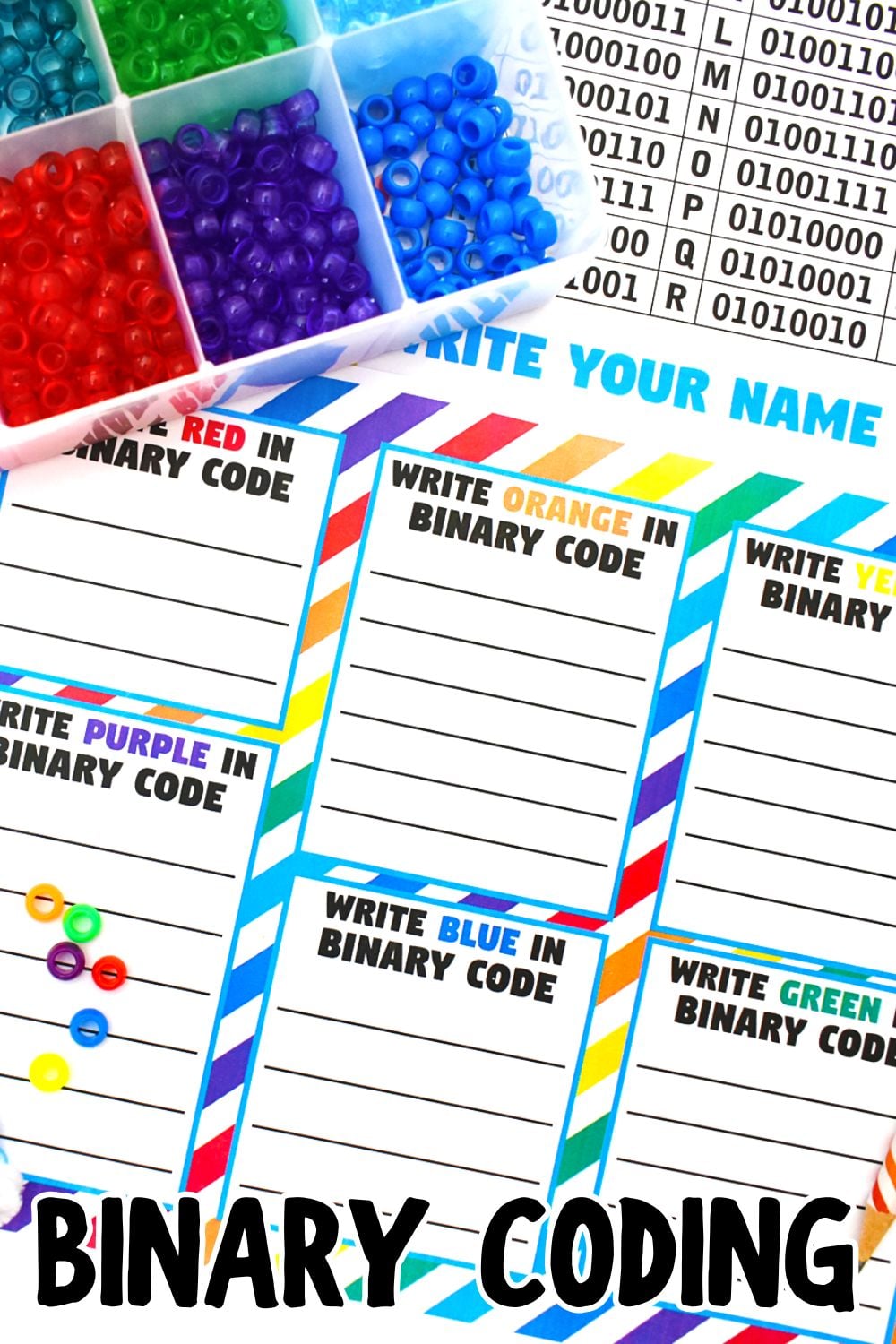 Rainbow Binary Code Activity for Kids (Easy STEM Coding Activity)