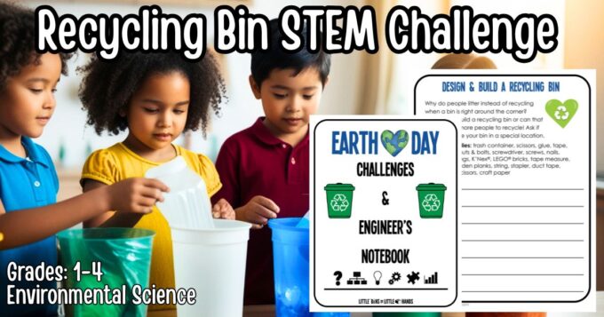 Recycling Bin STEM Challenge for Kids (Free Printable)