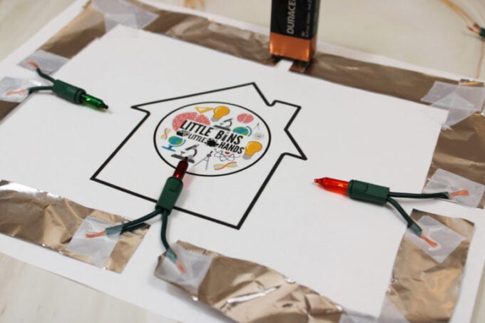 Simple foil circuit STEM activity showing electricity flow