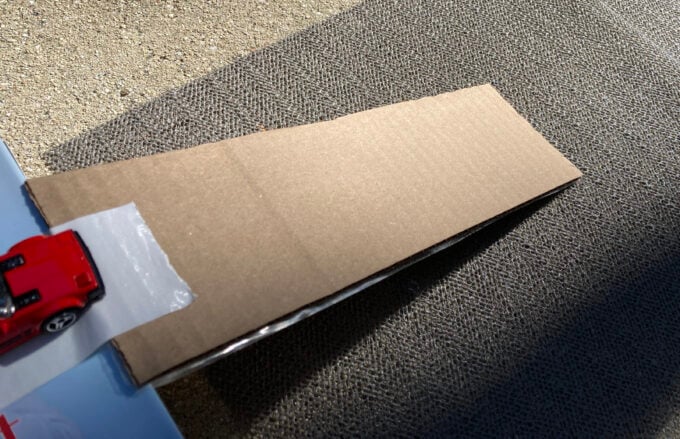 friction science experiment with ramps for force and motion