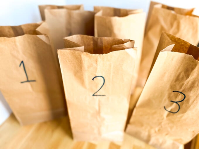paper bags used for mystery object investigation